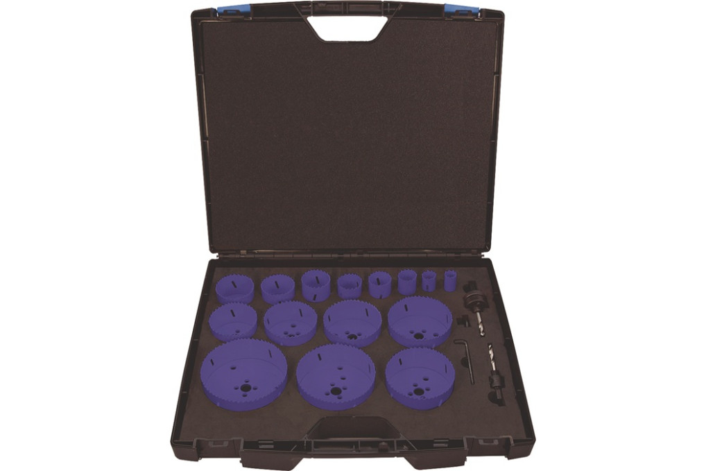 Lochsägensatz 17 tlg.19 114mm Schnitt T.38mm HSS Co8 TECWERK Lochsägensatz 17 tlg.19 114mm Schnitt T.38mm HSS Co8 TECWERK