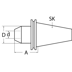 Flächenspannfutter DIN 69871AD B Weldon Spann D.6mm SK40 A. L.50mm TECWERK