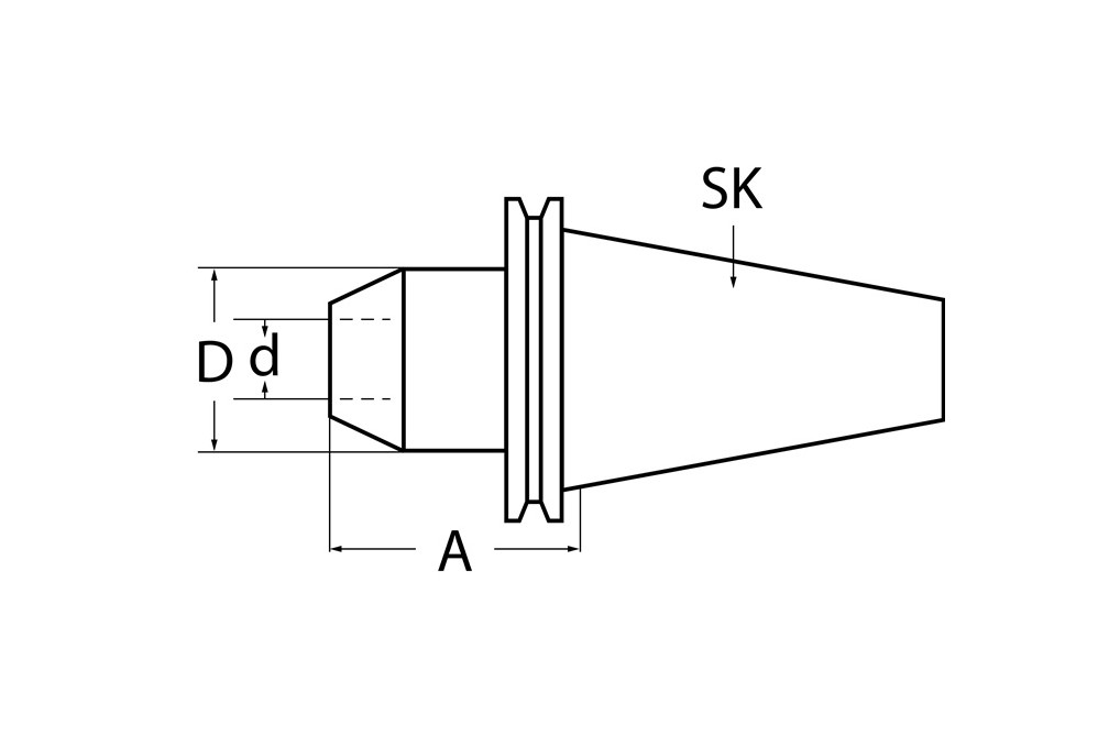 Flächenspannfutter DIN 69871AD B Weldon Spann D.6mm SK40 A. L.50mm TECWERK