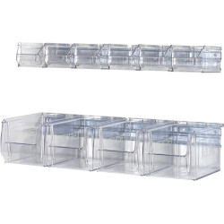 Wandschiene H75xB602xT180mm STA verz.m.Sichtlagerkästen 6xMK5 transp.TECWERK