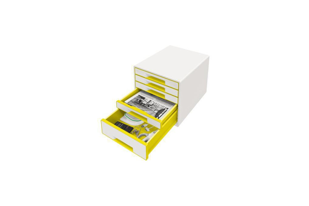 Leitz Schubladenbox WOW CUBE 52142016 5Schubfächer weiß gelb Leitz Schubladenbox WOW CUBE 52142016 5Schubfächer weiß gelb