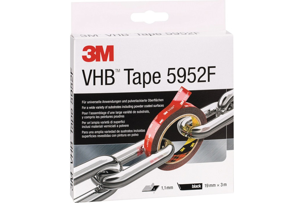 Montageband VHB Tape 5952F schwarz L.3m B.19mm Rl.3M