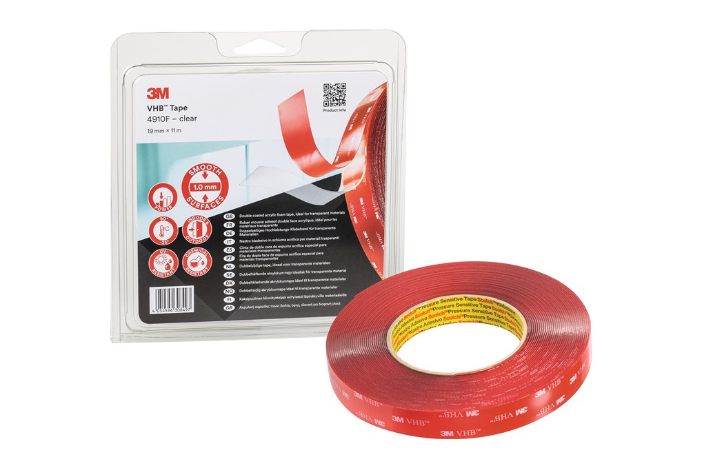 Montageband VHB Tape 4910F transp.L.11m B.19mm Rl.3M Montageband VHB Tape 4910F transp.L.11m B.19mm Rl.3M