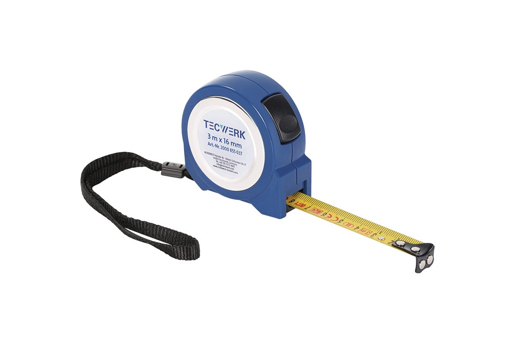 Taschenrollbandmaß L.3m B.16mm mm cm EG II ABS Selbstarretierung TECWERK Taschenrollbandmaß L.3m B.16mm mm cm EG II ABS Selbstarretierung TECWERK