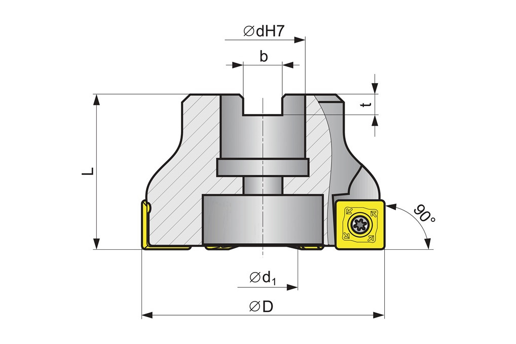Eckfräser D.80mm vern.m.IK Z.6 SDMT 120508 TECWERK