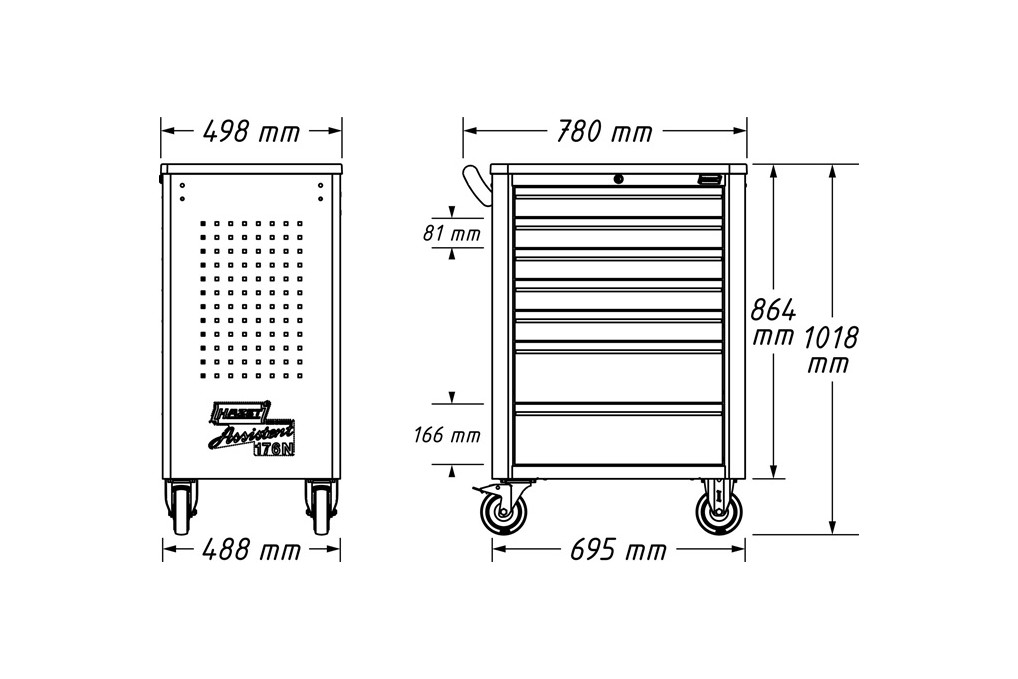 Wkz.wagen 176N 7 B498xT780xH1018mm 480kg 7 Schubl.HAZET