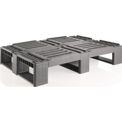 Kunststoffpalette L800xB600xH160mm 3 Kufen m.7mm Rand HDPE CRAEMER