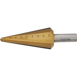 Blechschälbohrer Bohrber.4 20mm HSS TiN Gesamt L.71mm Z.2 TECWERK