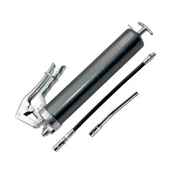 Einhand-Fettpresse mit Panzerschlauch und Düsenrohr