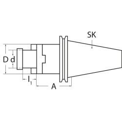 Kombiaufsteckfräsdorn DIN 69871AD B Spann D.27mm SK40 A. L.55mm TECWERK Kombiaufsteckfräsdorn DIN 69871AD B Spann D.27mm SK40 A. L.55mm TECWERK