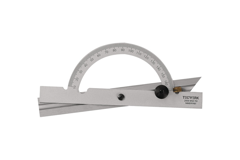 Winkelmesser Gradbogen D.150mm Schienen L.300mm TECWERK Winkelmesser Gradbogen D.150mm Schienen L.300mm TECWERK