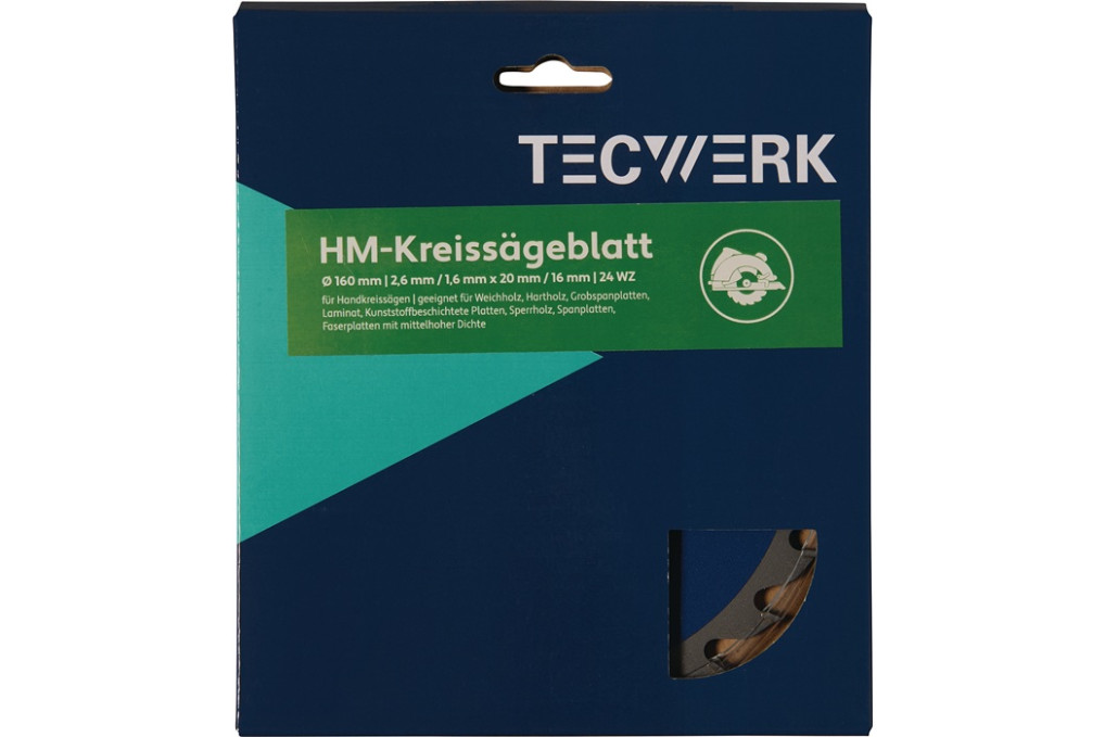 Handkreissägeblatt AD 160mm Z.36 WZ Schnitt B.2,6mm TECWERK