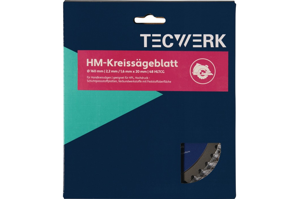 Handkreissägeblatt AD 165mm Z.48 HLTCG Schnitt B.2,6mm TECWERK Handkreissägeblatt AD 165mm Z.48 HLTCG Schnitt B.2,6mm TECWERK