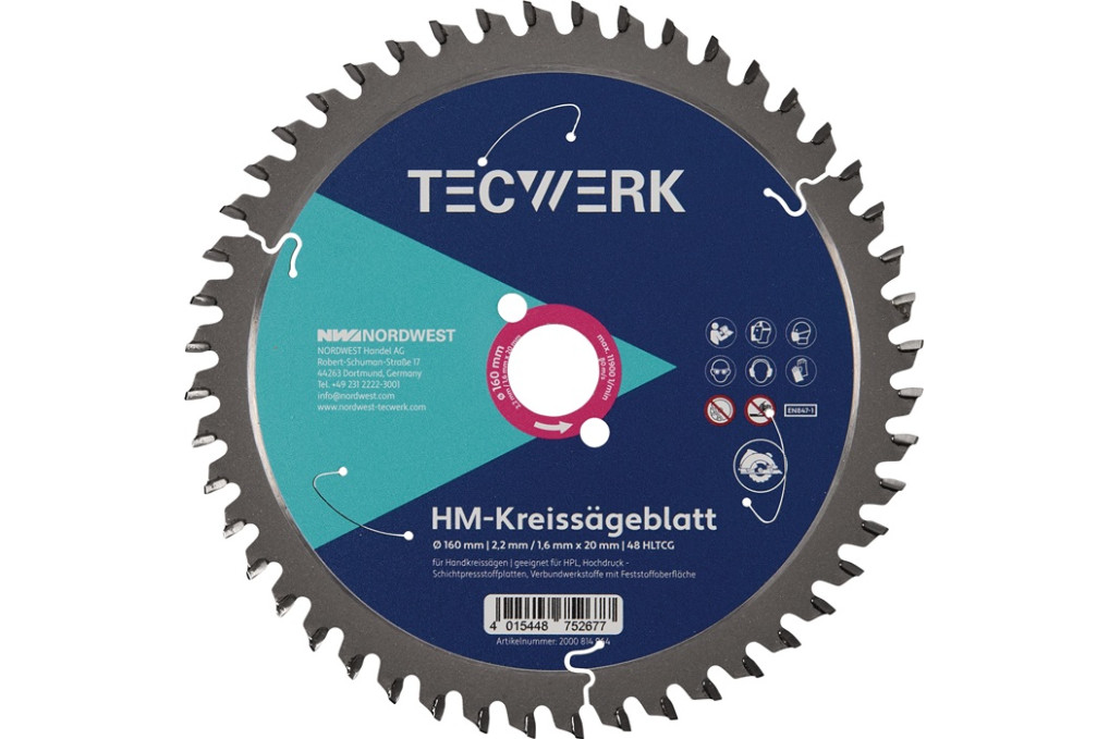 Handkreissägeblatt AD 190mm Z.56 HLTCG Schnitt B.2,8mm TECWERK