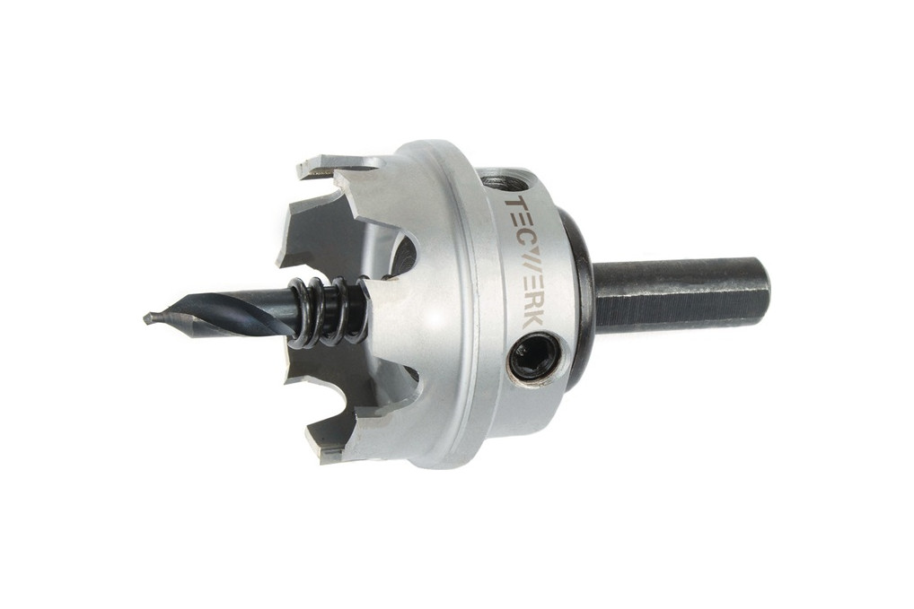 Lochsäge D.34mm Schnitt T.4mm HM bestückt m.Bohrer u.Feder TECWERK