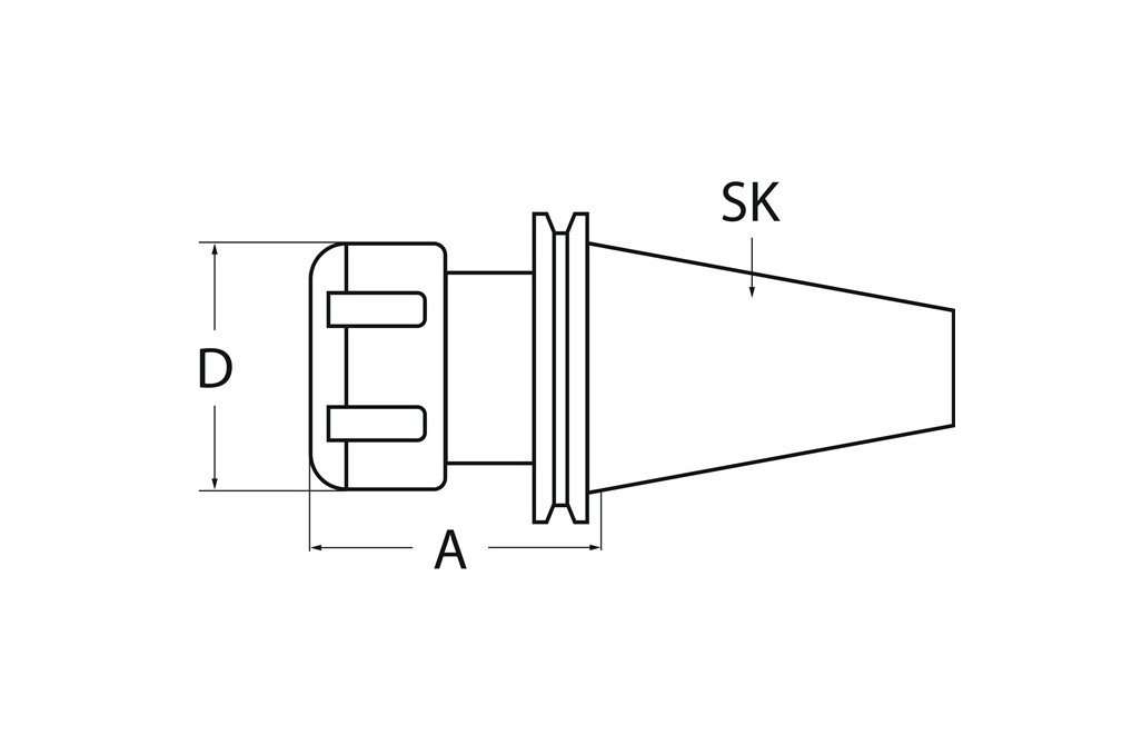 Spannzangenfutter ER DIN 69871AD Spann D.2 16mm SK40 A. L.100mm TECWERK