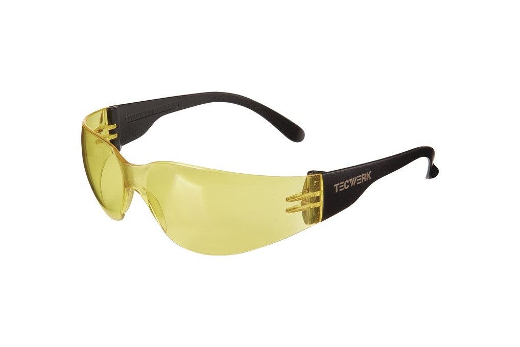 Schutzbrille Daylight Basic EN 166 Bügel schwarz,Scheibe gelb PC TECWERK