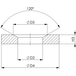 Kegelpfanne DIN 6319G f.Schrauben M8 Bohrungs D.9,6mm Kegelwinkel 120Grad AMF