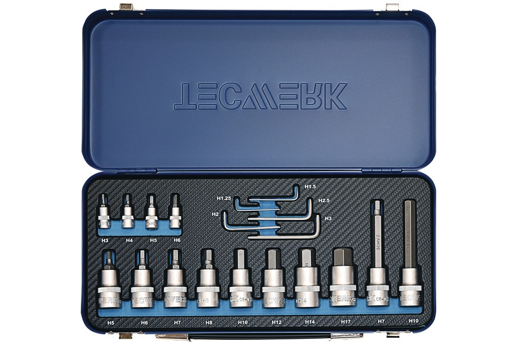 Steckschlüsselsatz 19 tlg.1 4 1 2 Zoll 1,25 17mm f.Innen 6 kant TECWERK Steckschlüsselsatz 19 tlg.1 4 1 2 Zoll 1,25 17mm f.Innen 6 kant TECWERK