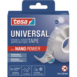 Doppelseitiges Klebeband univ.tape nano 55810 transp.L.3m B.30mm TESA