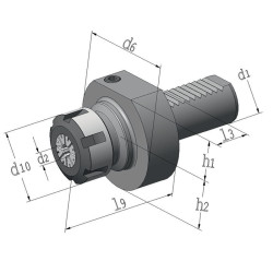 Werkzeughalter ER E4 DIN 69880 Spann D.2 20mm VDI30 A. L.62,5mm TECWERK