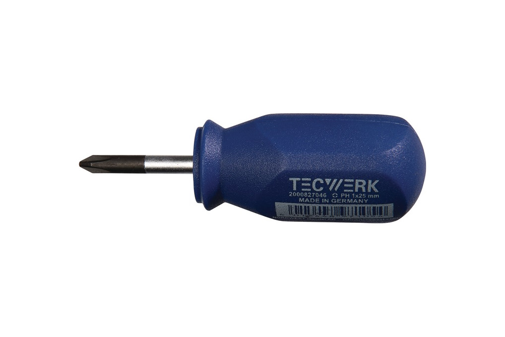 Schraubendreher Gr.PH 2 Klingen L.25mm 1K Griff Rundkl.TECWERK Schraubendreher Gr.PH 2 Klingen L.25mm 1K Griff Rundkl.TECWERK
