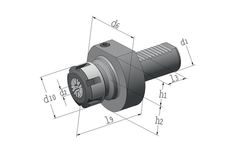 Werkzeughalter ER E4 DIN 69880 Spann D.2 16mm VDI30 A. L.57mm TECWERK