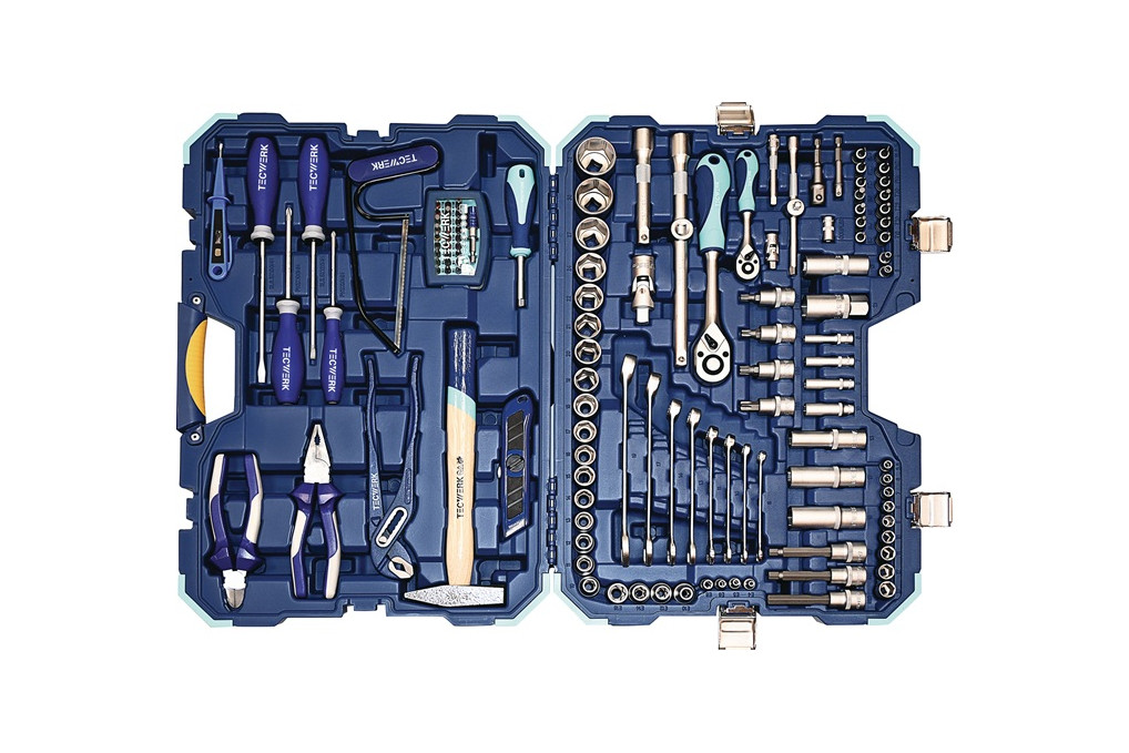 Steckschlüssel  Handwerkzeugkoffer 131 tlg.m.Ring Maulschlüsseln TECWERK