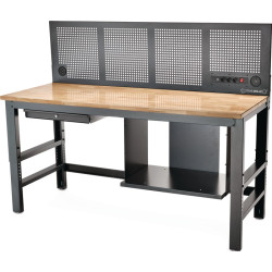 Werkbank WB 630 B2000xT725xH1281 1586mm Gummibaum grau grau