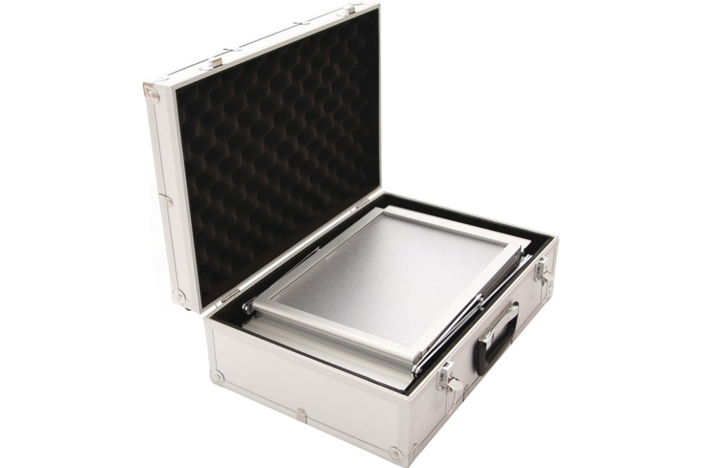 Prospektständer H1450xB270xT360mm Alu.silber Aluminium Koffer 6 Fächer A4