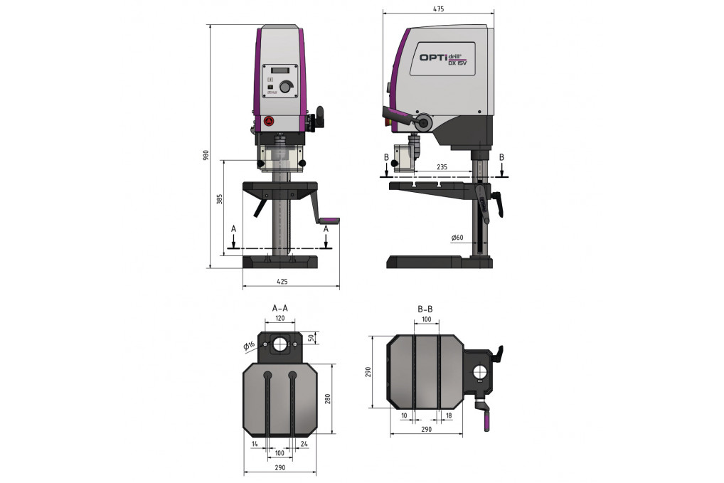 Tischbohrmaschine Optimum DX 15V