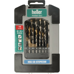Metallbohrer Set DIN 338 Stepstar D.1 10 HSS Co TiN 19 tlg.HELLER