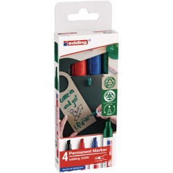 Permanentmarker Set 3300 schwarz rot blau grün Strich B.1 5mm Keilspitze EDDING