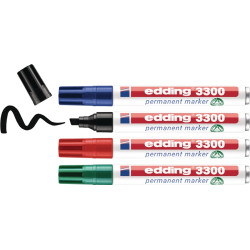 Permanentmarker Set 3300 schwarz rot blau grün Strich B.1 5mm Keilspitze EDDING