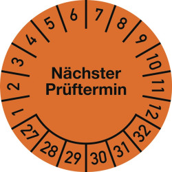 Mehrjahresprüfplakette D.20mm Nächster Prüftermin 2027 2032 Folie Btl.a 100 St.