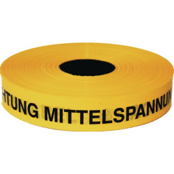 Trassenwarnband Achtung Mittelspannungskabel B.40mm L.250m gelb KELMAPLAST