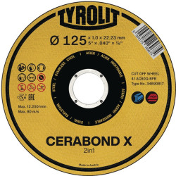 Trennscheibe PREMIUM CERABOND X D125x1,6mm ger.Bohr.22,23mm TYROLIT