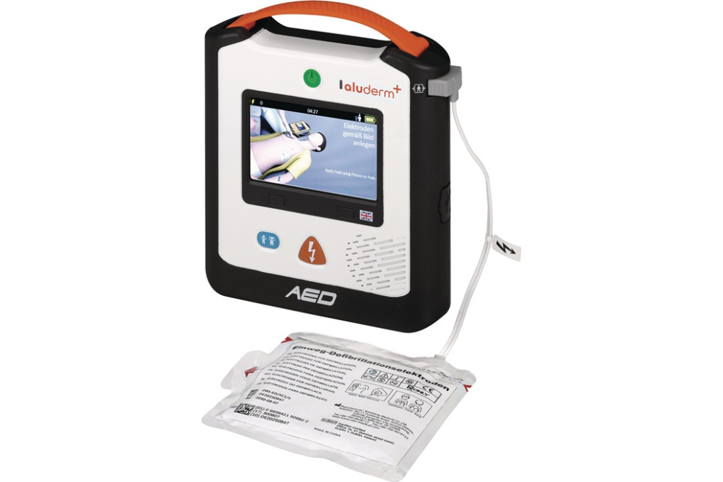 Defibrillator AED A2 Sprachausgabe DE EN FR HA Lca.59xBca.209xHca.232mm ALUDERM
