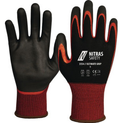 Handschuhe ULTIMATE GRIP Gr.8 schwarz rot EN 388 EN 407 PSA II NITRAS