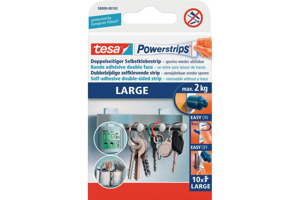 Selbstklebestrip Powerstrips® 58000 SB Pack á 10 Strips L (20x50 mm) TESA Selbstklebestrip Powerstrips® 58000 SB Pack á 10 Strips L (20x50 mm) TESA