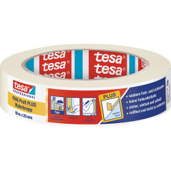 Malerkreppband 4306 Profi PLUS leicht gekreppt hellbeige L.50m B.25mm Rl.TESA Malerkreppband 4306 Profi PLUS leicht gekreppt hellbeige L.50m B.25mm Rl.TESA
