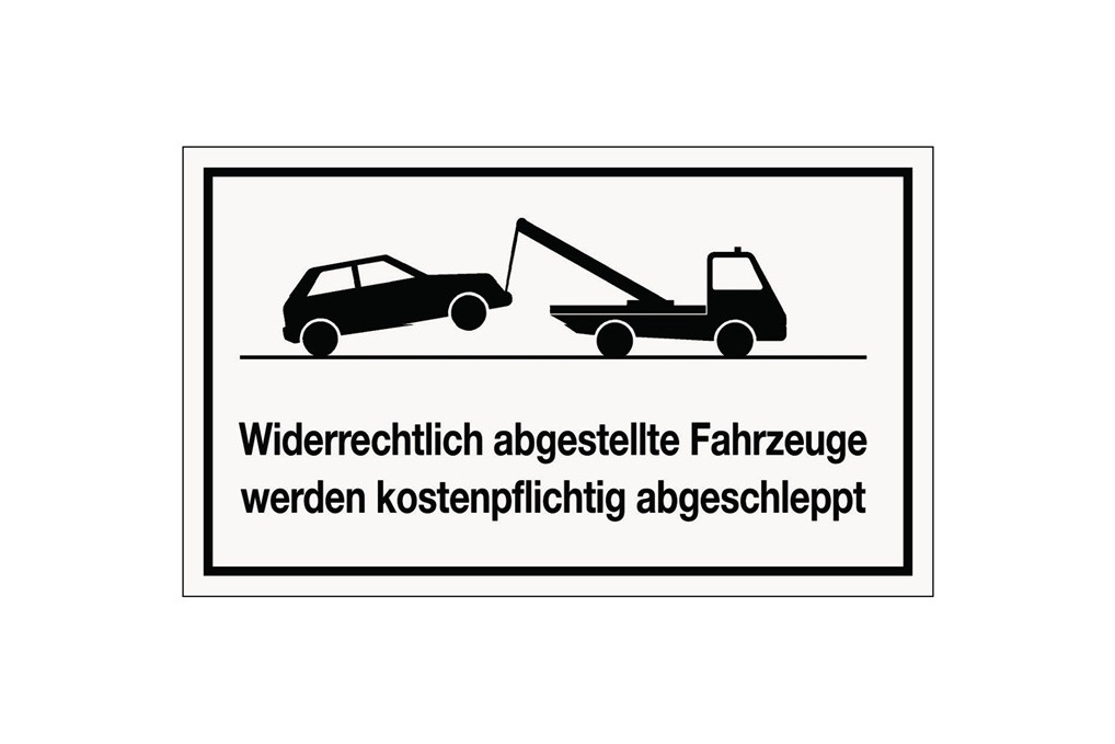 Hinweiszeichen Widerrechtliches Parken L250xB150mm weiß schwarz Ku. Hinweiszeichen Widerrechtliches Parken L250xB150mm weiß schwarz Ku.