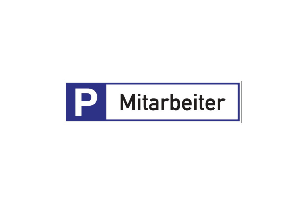 Parkplatzbeschilderung Parkplatz f.Mitarbeiter L460xB110mm Alu.weiß blau schwarz Parkplatzbeschilderung Parkplatz f.Mitarbeiter L460xB110mm Alu.weiß blau schwarz