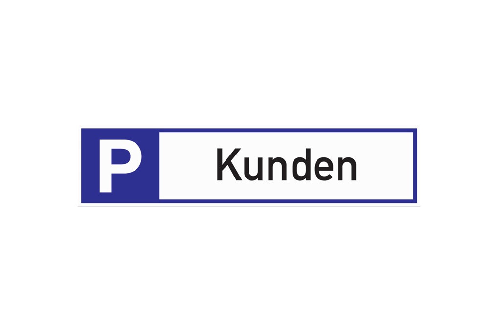 Parkplatzbeschilderung Parkplatz f.Kunden L460xB110mm Alu.weiß blau schwarz Parkplatzbeschilderung Parkplatz f.Kunden L460xB110mm Alu.weiß blau schwarz