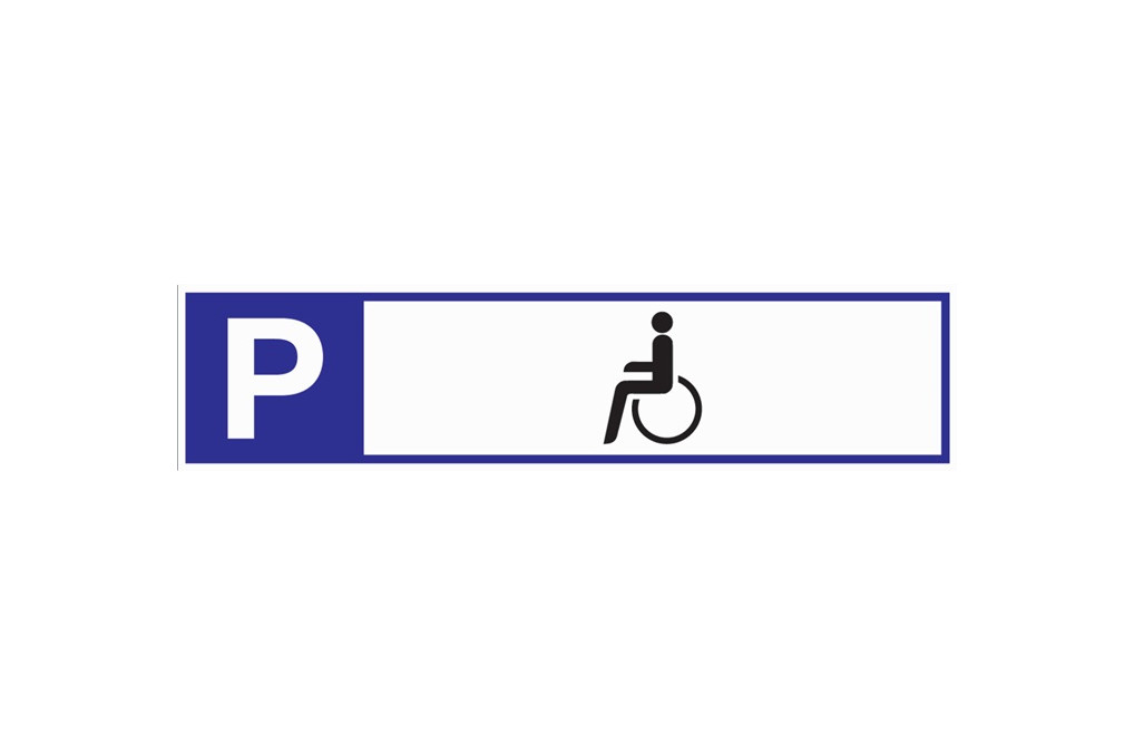 Parkplatzbeschilderung Parkplatz f.Behinderte L460xB110mm Alu.weiß blau schwarz Parkplatzbeschilderung Parkplatz f.Behinderte L460xB110mm Alu.weiß blau schwarz
