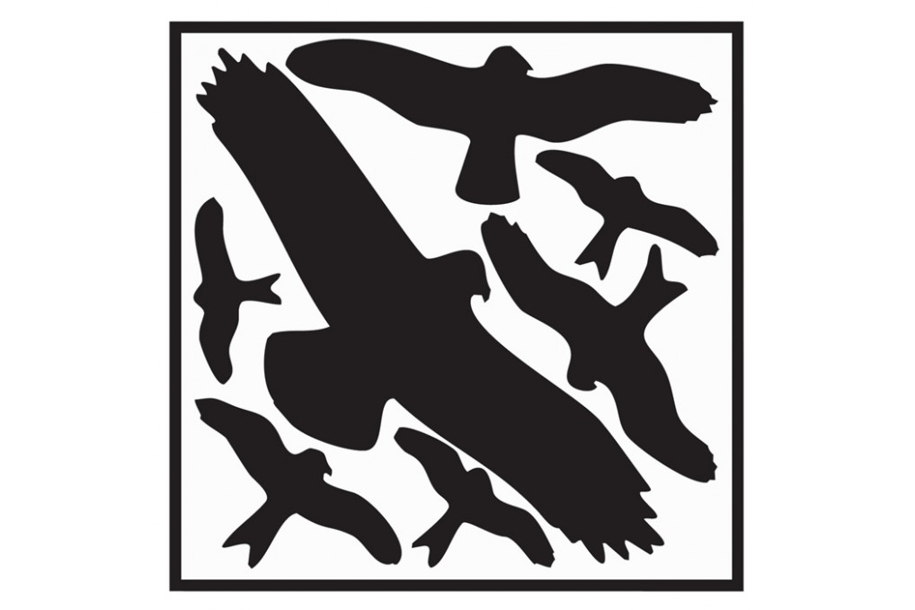Aufkleber L290xB320 mm Vogelschutzset,Vogelsymbole Folie selbstkl. Aufkleber L290xB320 mm Vogelschutzset,Vogelsymbole Folie selbstkl.