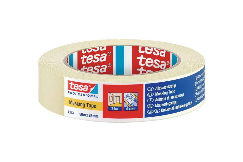 Kreppband 4323 leicht gekreppt hellbeige L.50m B.25mm Rl.TESA
