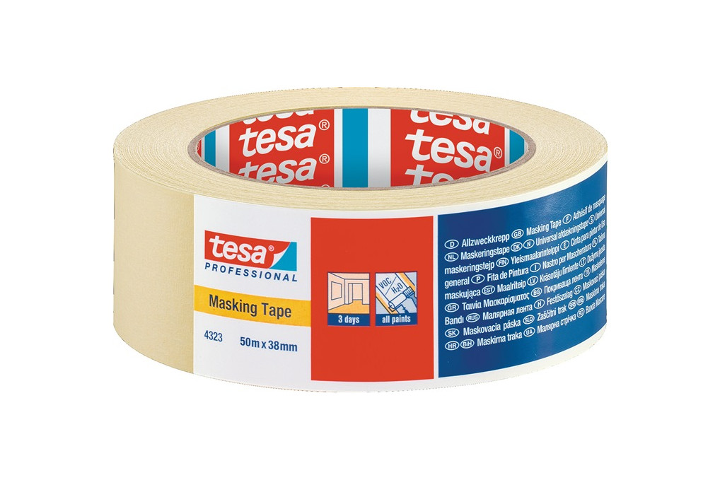 Kreppband 4323 leicht gekreppt hellbeige L.50m B.38mm Rl.TESA